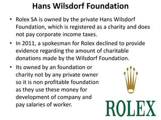 does rolex do charity|rolex charity donations.